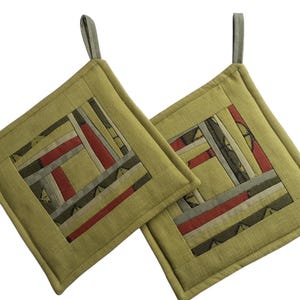 Potholders Green Quilted Pot Holders Kitchen Decor Handmade Thick Potholders Set Of 2