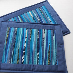 Placemats Set Of 2 Blue Quilted Place Mats Patchwork Table Mats Dinner Kitchen Decor Hostess Gift