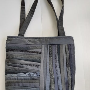 Gray Shoulder Bag Zip Up Bag Tote Bag Handmade Bag