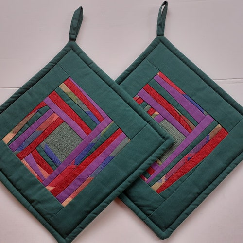 Quilted Pot Holders Set of 2 Construction Worker Alexander Etsy