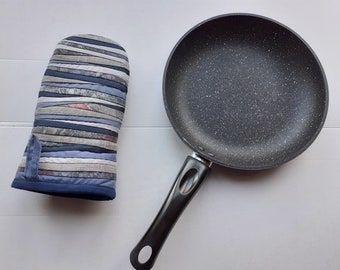 Guante de cocina azul grueso para horno, agarradera para hornear, regalo de cocina