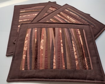 Chocolate Brown Place Mats Set of 4 Quilted Placemats Patchwork Table Mats