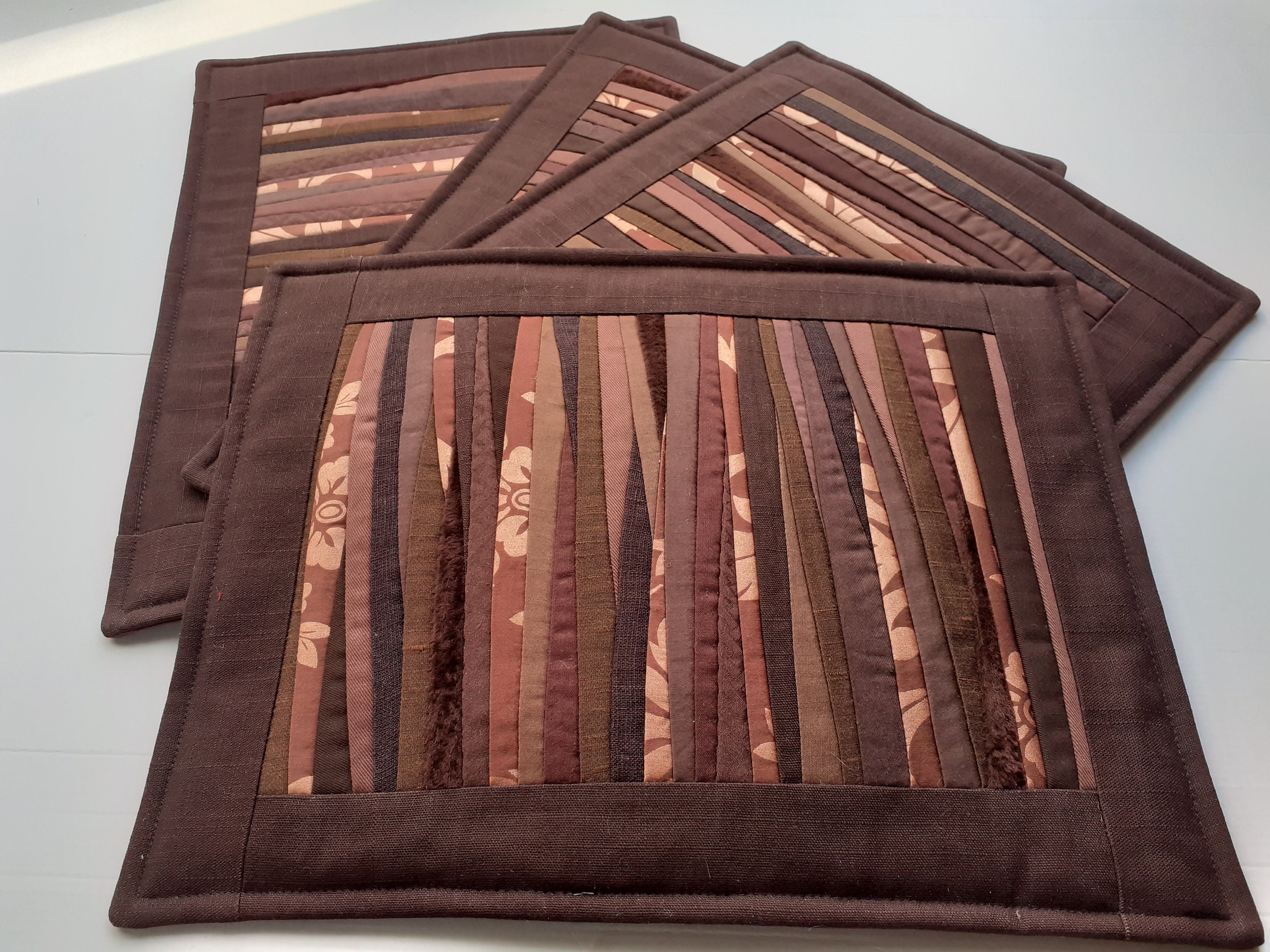 Chocolate Brown Place Mats Set of 4 Quilted Placemats Etsy