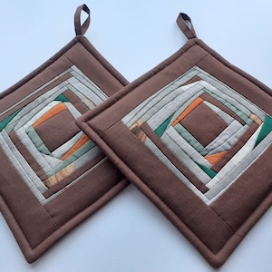 Pot Holders Set Of 2 Patchwork Potholders Kitchen Decor  Textiles