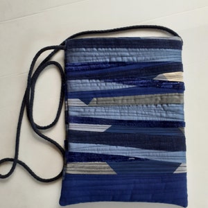 Blue Cross Body Bag Small Patchwork Quilted Shoulder Bag