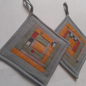 Beige potholders Handmade Pot holders Set of 2 Kitchen gift Backing potholders image 6