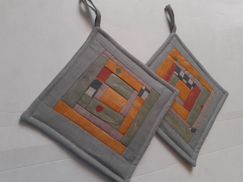 Beige potholders Handmade Pot holders Set of 2 Kitchen gift Backing potholders image 6
