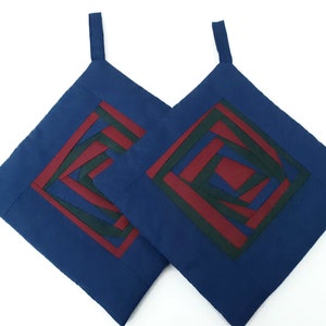 Pot Holders Set of 2 Patchwork Potholders Kitchen Decor