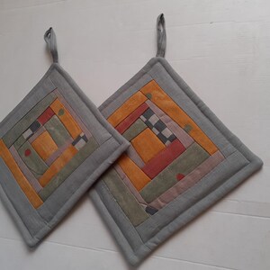 Beige potholders Handmade Pot holders Set of 2 Kitchen gift Backing potholders image 5