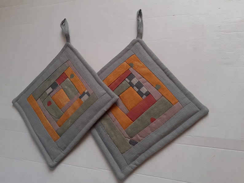 Beige potholders Handmade Pot holders Set of 2 Kitchen gift Backing potholders image 5