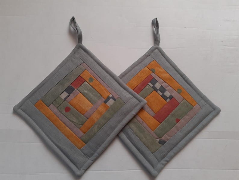 Beige potholders Handmade Pot holders Set of 2 Kitchen gift Backing potholders image 1