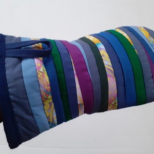 Oven Mitts Blue Kitchen Glove Patchwork Backing Glove