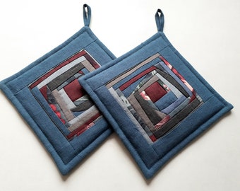 Linnen pannenlappen set van 2 patchwork pannenlappen keukendecors