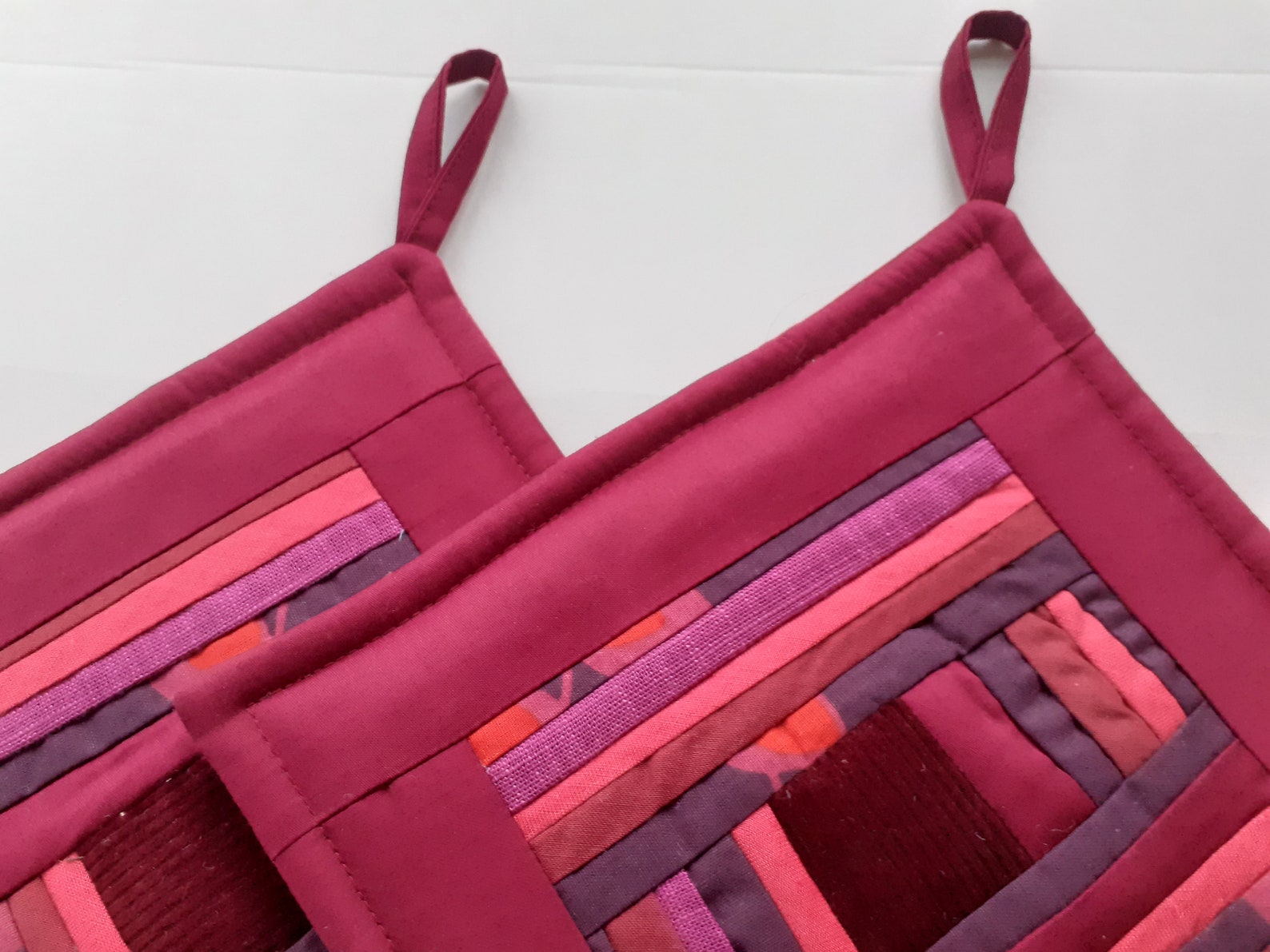 Purple Pot Holders Quilted Potholders Fabric Pads Patchwork Etsy