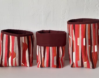 Conjunto de 3 cestas de armazenamento, organização de tecido, cestas de retalhos