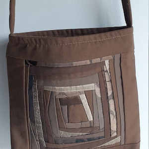 Cross body Bag  Brown  Purse  Bag Patchwork  Handbag Quilted  Shoulder Bag