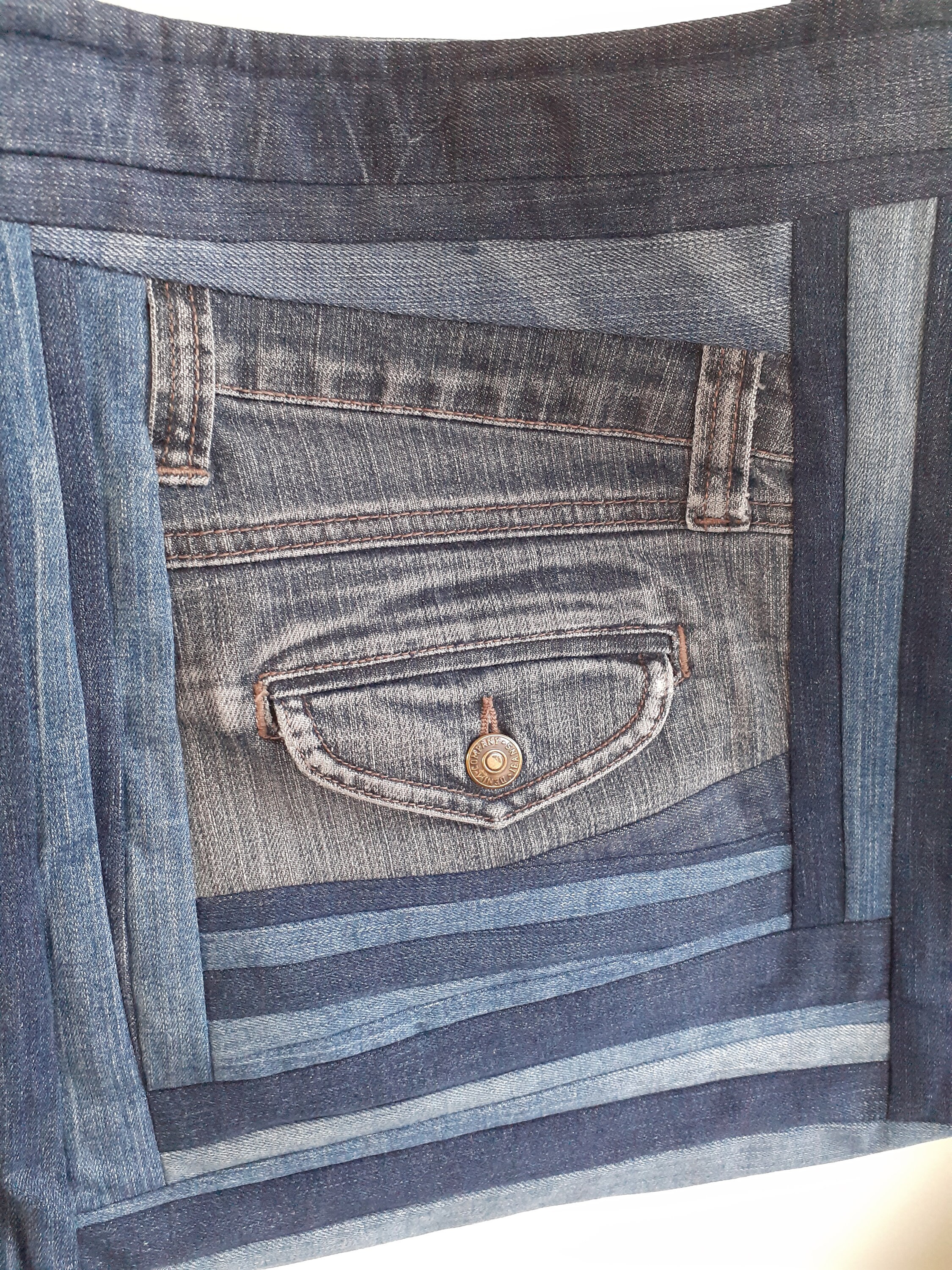 Denim Bag Zip up Bag Large Jeans Bag Blue Shoulder Bag Cross