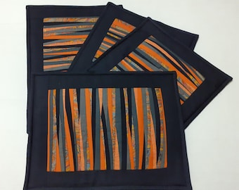 Handmade Patchwork Placemats: Modern Quilted Table Mats, Set of 4