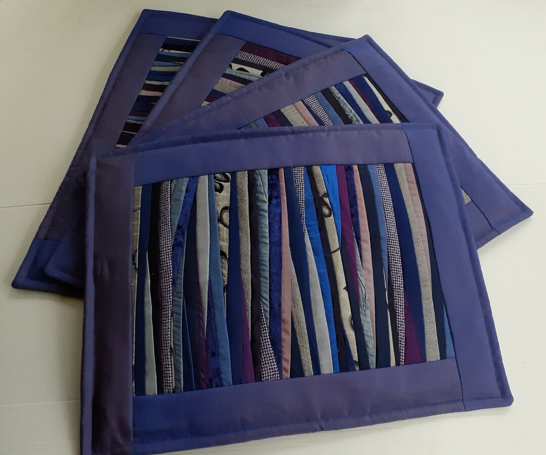 Placemats Set of 4 Blue Gray Place Mats Fabric Table Mats Patchwork