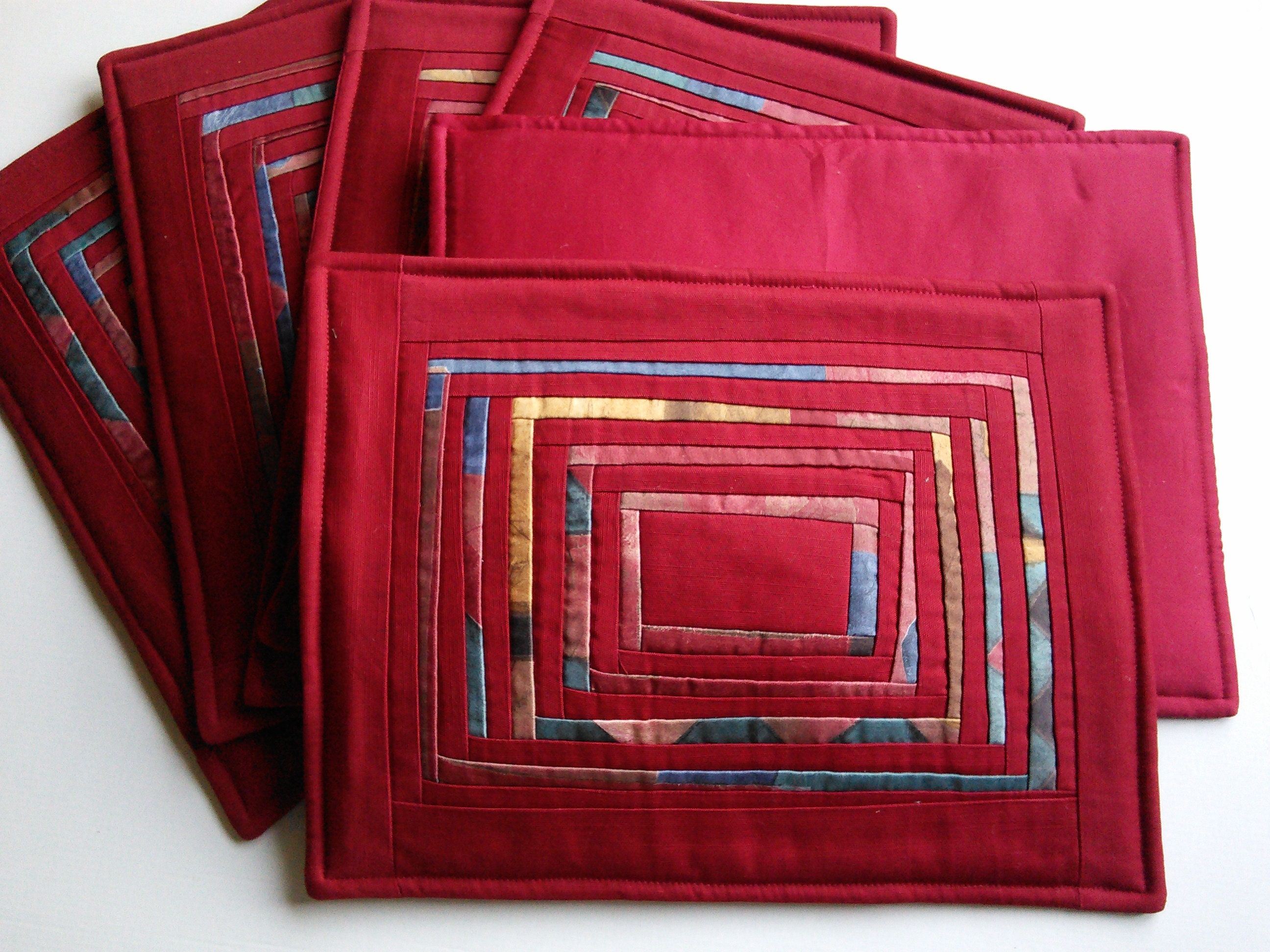 Red Place Mats Quilted Placemats Table Mats Padded Placemats Etsy