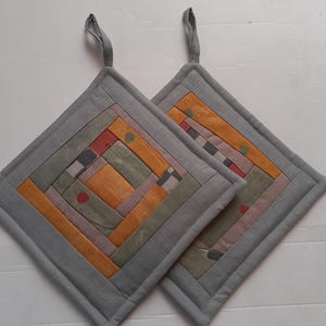 Beige potholders Handmade Pot holders Set of 2 Kitchen gift Backing potholders image 2