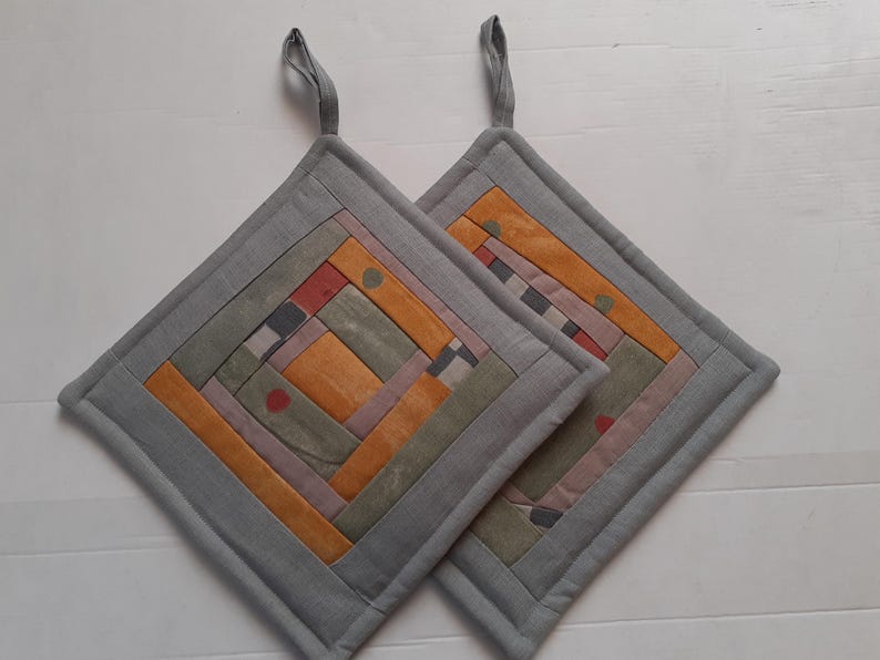 Beige potholders Handmade Pot holders Set of 2 Kitchen gift Backing potholders image 2