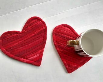 Red Heart Patchwork Coasters: Quilted Mug Rug Set