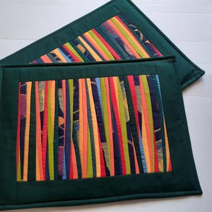 Handmade Quilted Placemats Set: Modern Patchwork Table Mats
