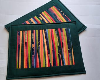 Handmade Quilted Placemats Set: Modern Patchwork Table Mats