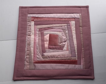 Pink Patchwork Table Topper: Handmade Quilted Centerpiece Mat