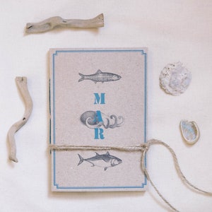 Sea eco friendly recycled journal inspired by sea creatures of Mediterraneo, unique nature lover gift image 1