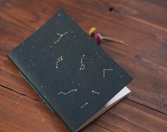 Constellation notebook A6, eco friendly journal, screen print map constellation