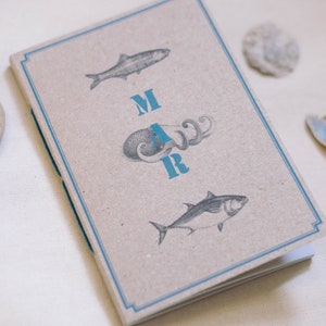 Sea eco friendly recycled journal inspired by sea creatures of Mediterraneo, unique nature lover gift image 2