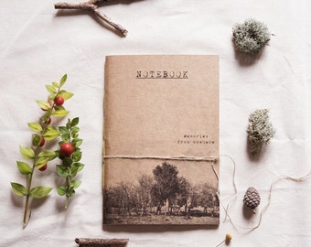 Nature notebook eco friendly gift, travel journal, recycled paper eco journal