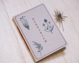 Herbarium mediterranean botanic notebook , eco friendly personalized gift for nature lover and plants lady