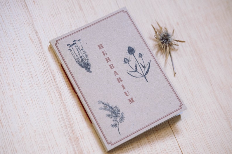 Herbarium mediterranean botanic notebook , eco friendly personalized gift for nature lover and plants lady image 1