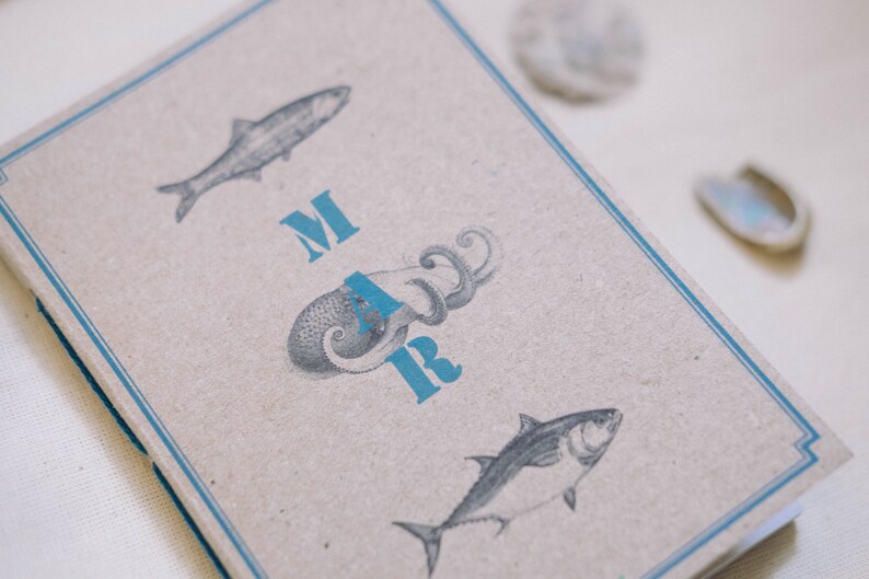 Sea eco friendly recycled journal inspired by sea creatures of Mediterraneo, unique nature lover gift image 4