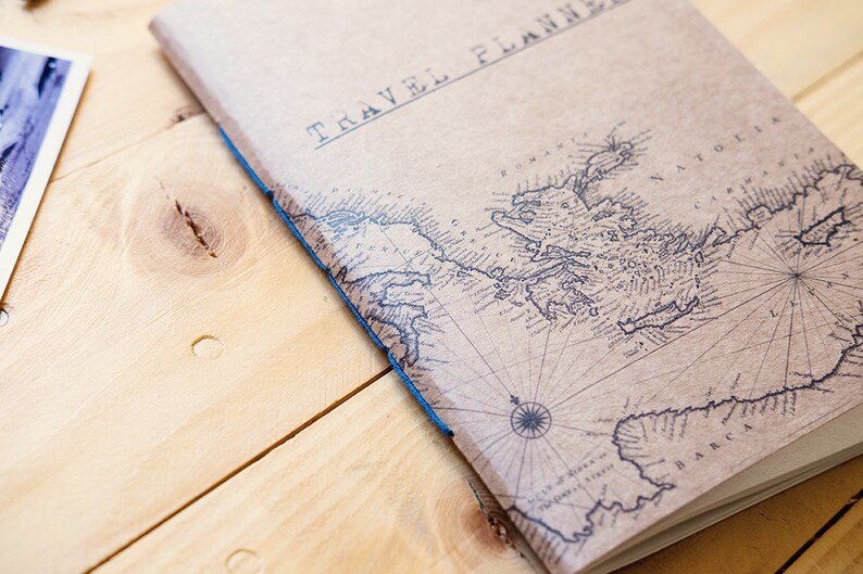 Travel Planner Notebook Handmade Map Journal Travel Diary Etsy