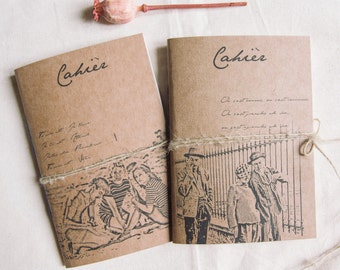 Pocket notebooks Jules et Jim by Truffaut, nouvelle vague french style journal, cinema lover gift