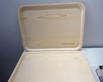 Ensemble de 2 plateaux Silva en bois de teck, plats de service Mid-Century modernes