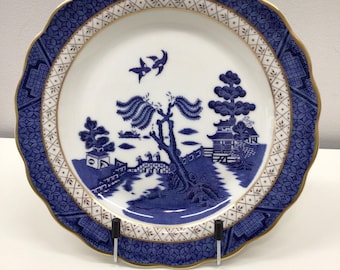 ROYAL DOULTON Booths Real Old Willow Assiette à salade 8,5 po. Angleterre 1981 parfait état