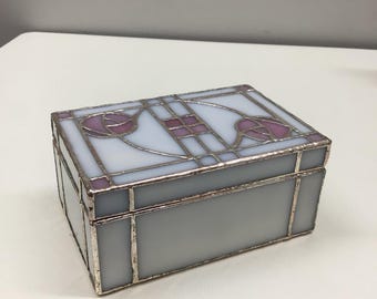 CHARLES RENEE MACKINTOSH Stained Glass Trinket Box With Mirror