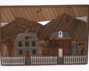 DeGroot Theodore Latté d'origine en bois Art populaire en bois L35,5 po. X H25 po.