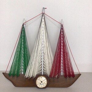STRING ART Vintage Sail ship CLOCK Italian themed wall hanging
