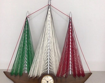 HORLOGE de voilier vintage STRING ART, suspension murale sur le thème de l'Italie