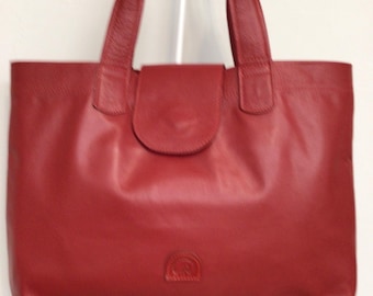 ROWLAND LEATHER Co Canada Sac fourre-tout en CUIR rouge 11 X 16 X3