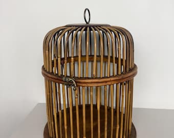 CAGE À OISEAUX EN BAMBOU avec serrure en laiton 18 po.