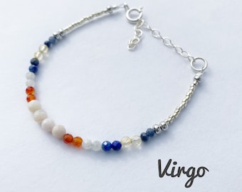Virgo Gemstone Bracelet For Women, Adjustable Constellation Zodiac Sign Bracelet, Celestial Jewelry, Energy Bracelet, Gold Silver Bracelet