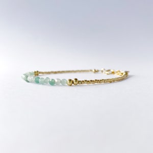 14k Gold Aventurine Bracelet For Women, Adjustable Gemstone Yoga Meditation Bracelet, Healing Crystals Chakra Energy Bracelet image 2