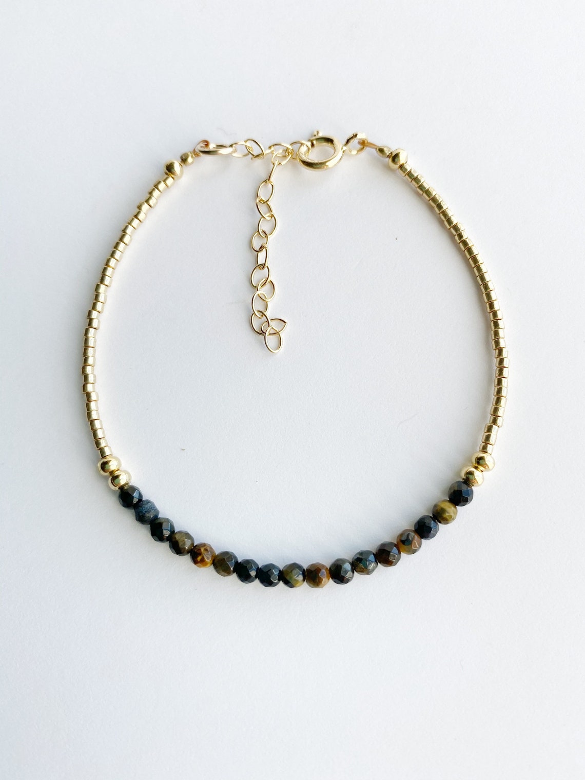 14k Gold Tiger's Eye Bracelet For Women Adjustable Etsy